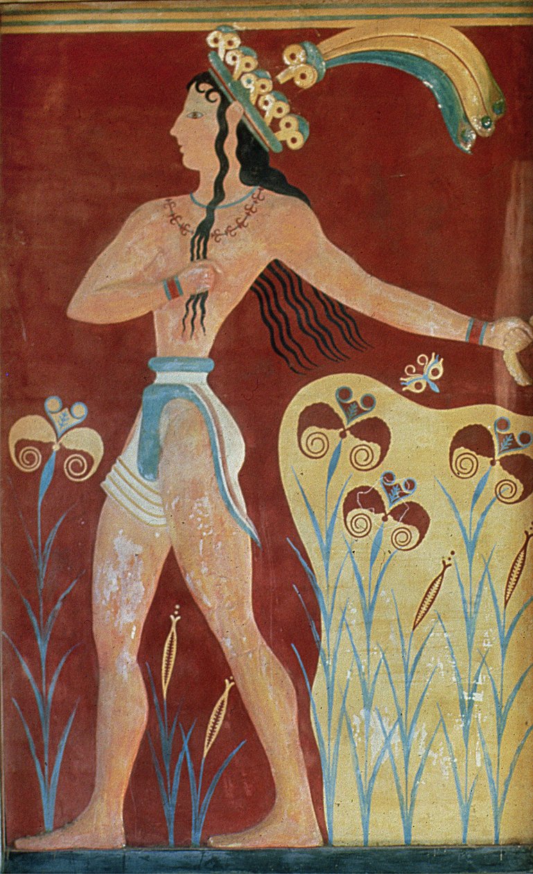 Rey-Sacerdote o Príncipe con Lirios, del Palacio de Knossos, siglo XVI a.C. de Unknown
