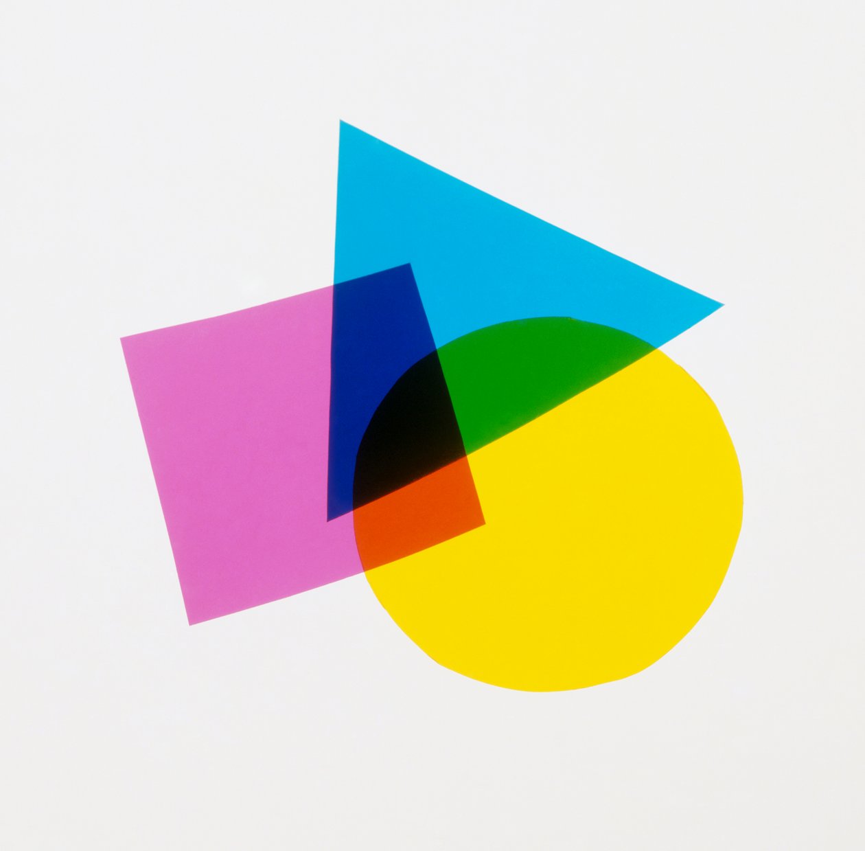 Formas geométricas superpuestas mostrando colores primarios y secundarios de Unknown