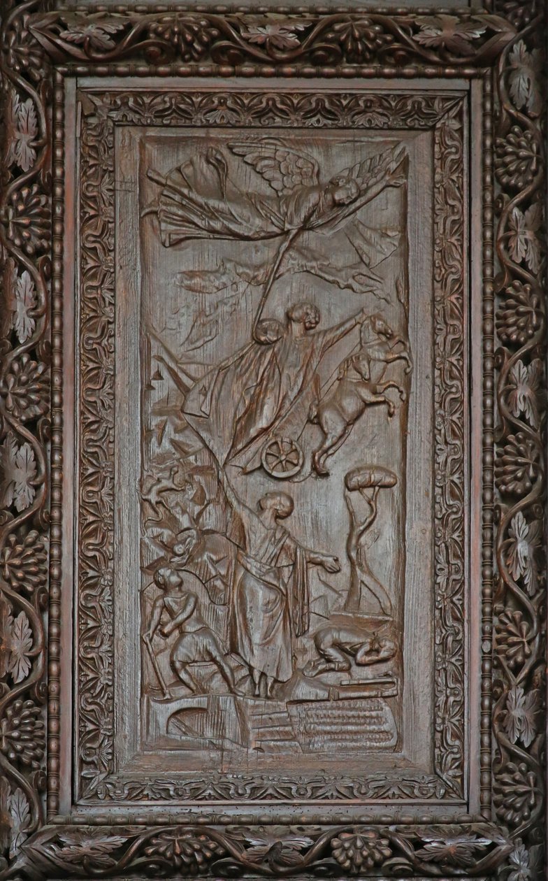 Panel de la puerta del siglo V: la Ascensión de Elías de Unknown