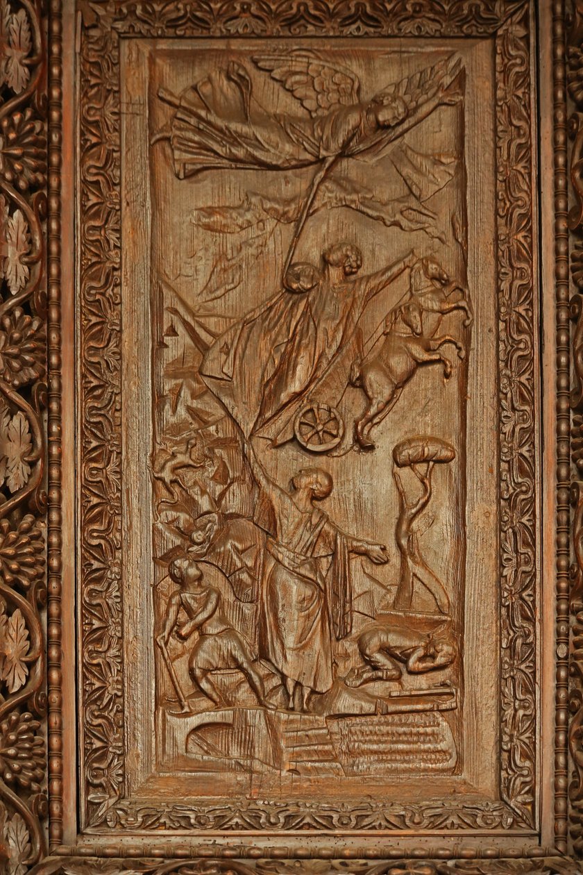 Panel de la puerta del siglo V: la Ascensión de Elías de Unknown