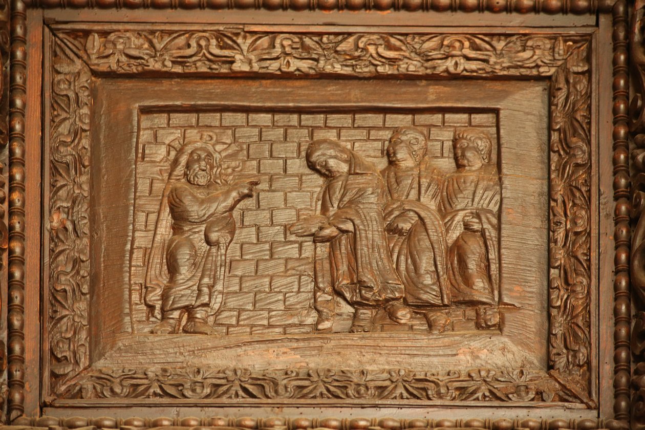 Panel de la puerta del siglo V: el Cristo resucitado aparece a sus discípulos de Unknown