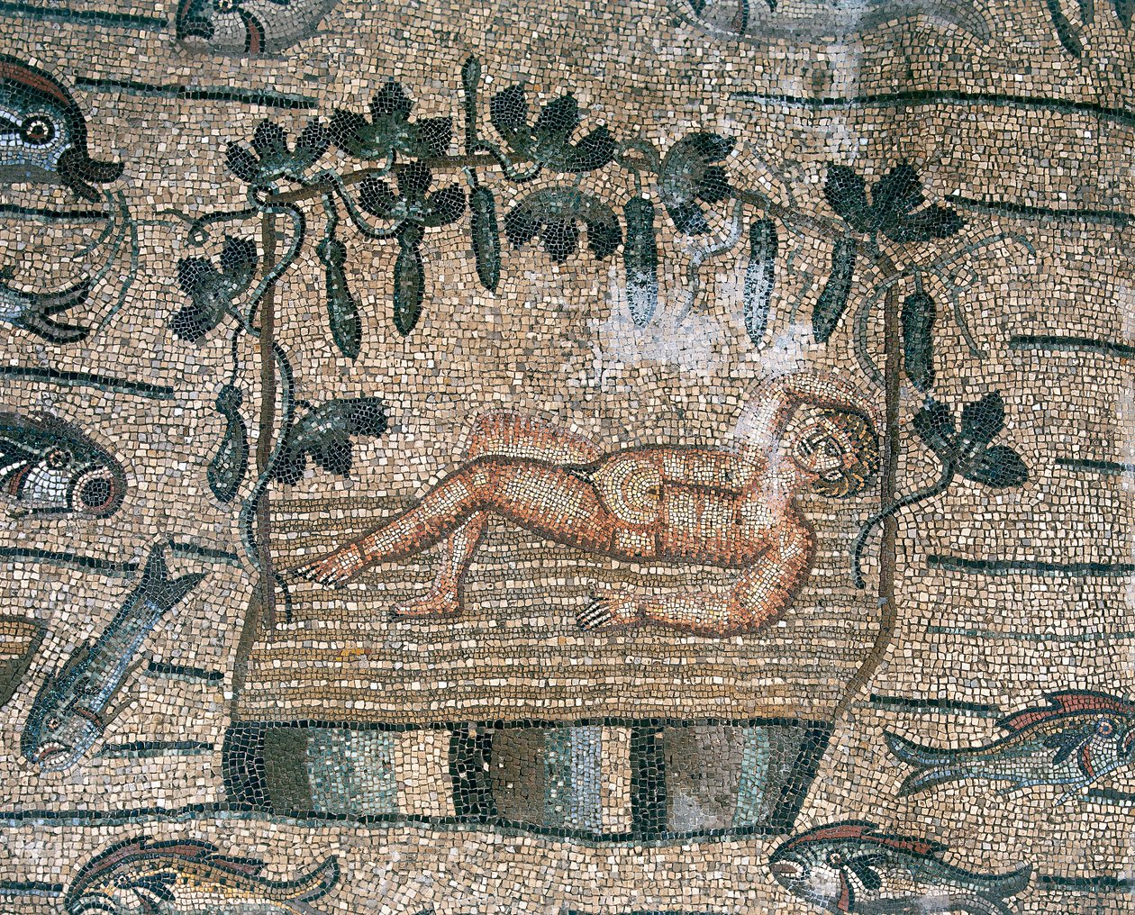 Profeta Jonás en reposo, particularmente el suelo de la Basílica Paleocristiana de Aquileia, Udine de Unknown