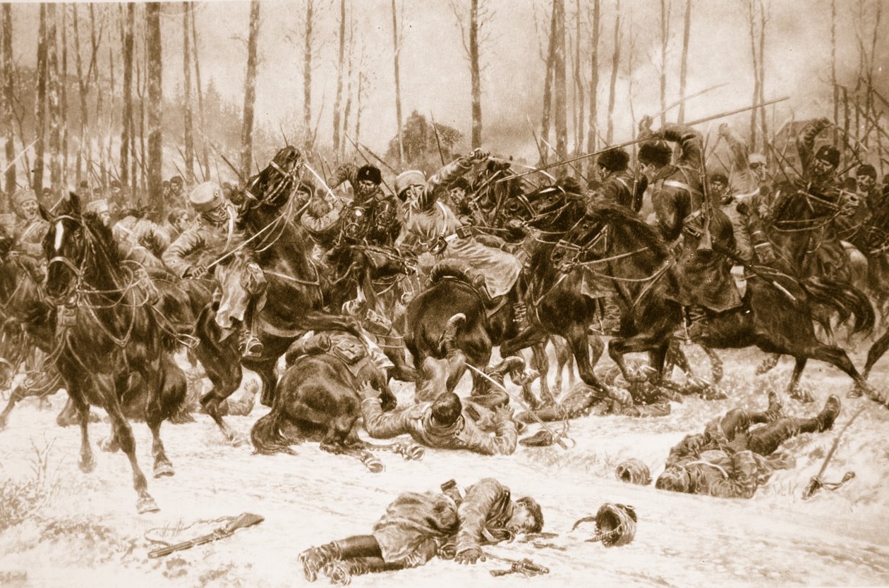 Caballería prusiana contra cosacos del Don: Encuentro feroz en el Dniéster, 1914-19 de Unknown
