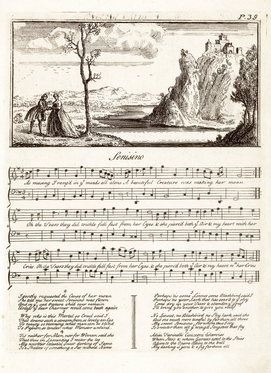 Senesino por Handel, grabado de Unknown