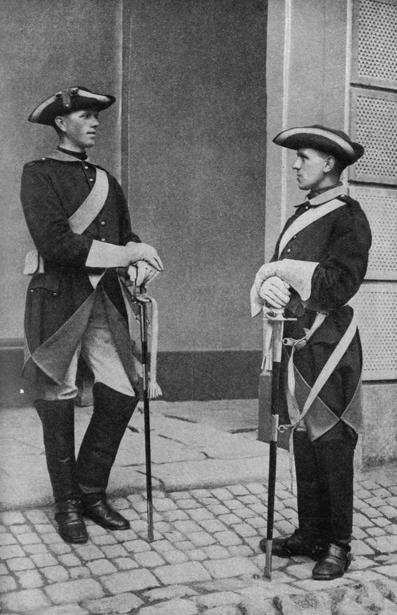 Suecia. Guardianes suecos robustos de la majestad del rey. 1920 de Unknown
