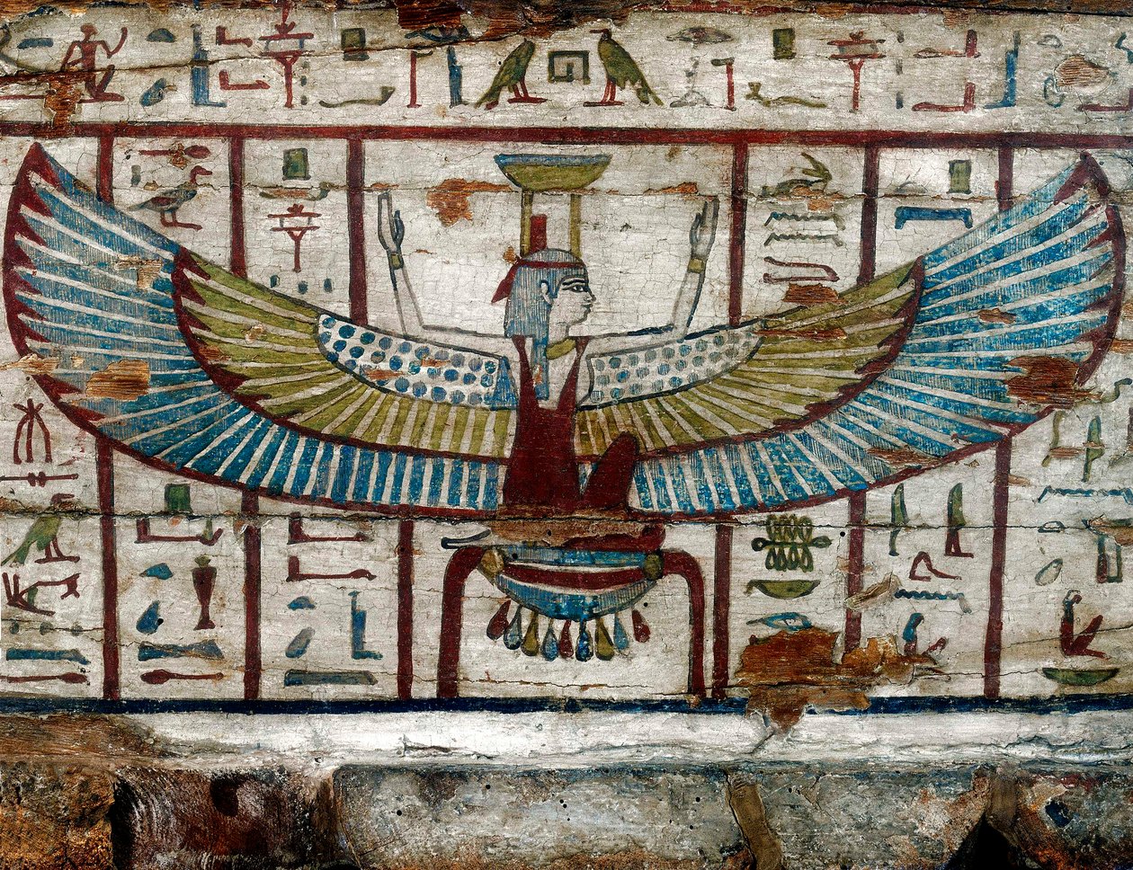 La diosa Isis, detalle del sarcófago de Pa-di-Khonsu, Colección Egipcia Cívica, Castillo Sforzesco de Unknown