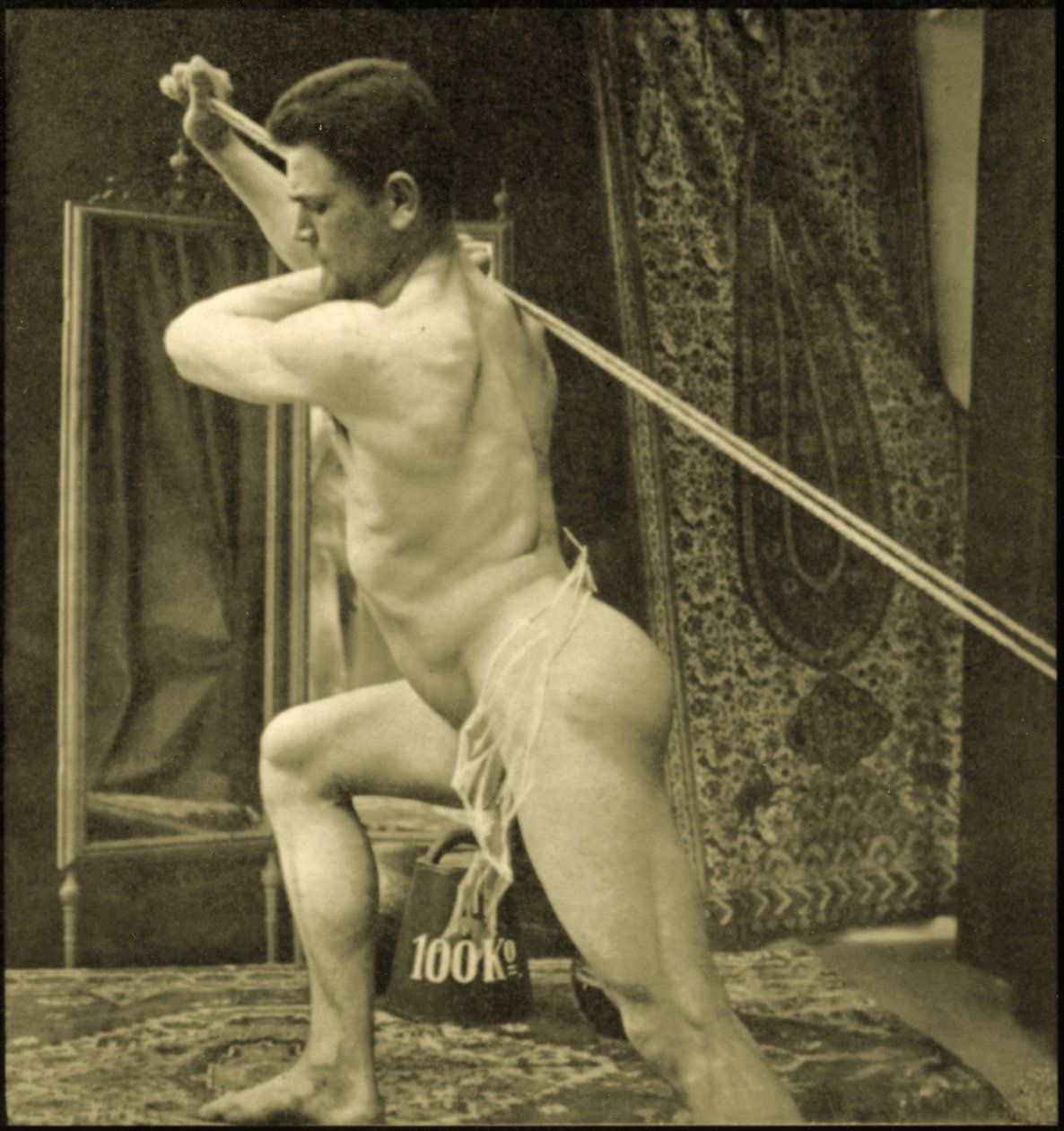 Usando una máquina de cables, c.1910 de Unknown