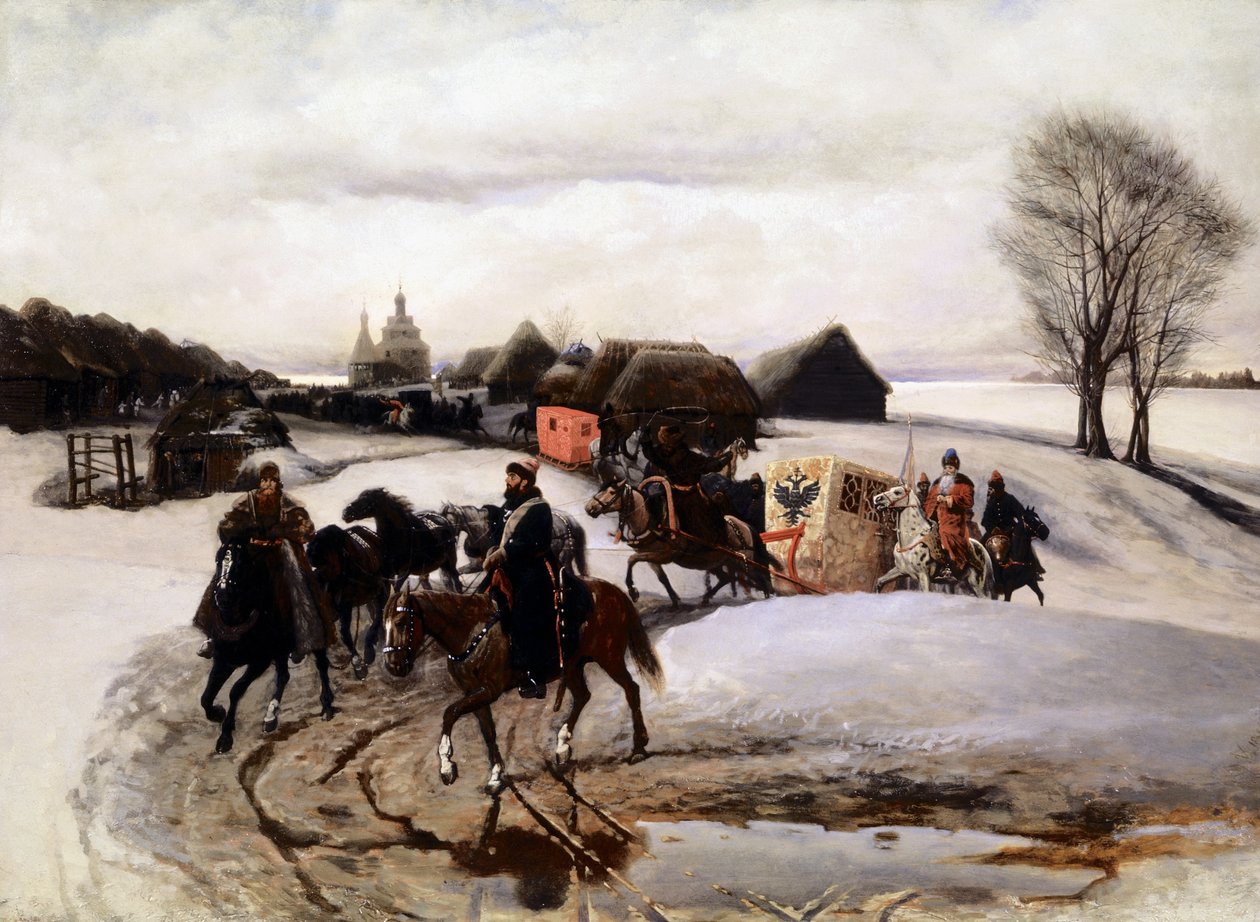 V, Shvarts, La zarina en peregrinación a lugares sagrados - en la época del zar Alexis (Aleksei Mikhailovich Romanov). de Unknown