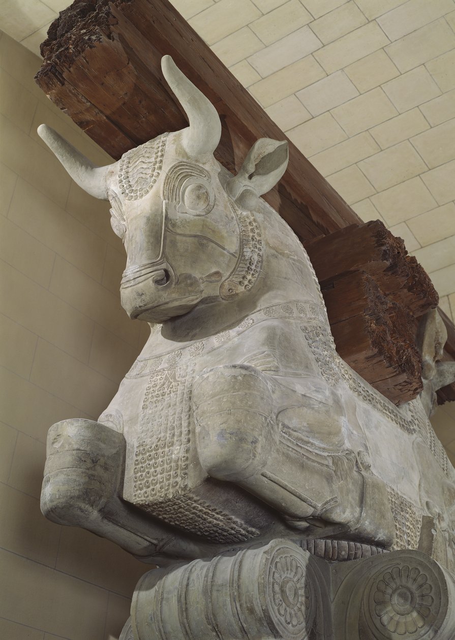 Capitel de estilo persa de una columna del Apadana, del Palacio de Darío el Grande en Susa, Irán, c.500 a.C. de Achaemenid