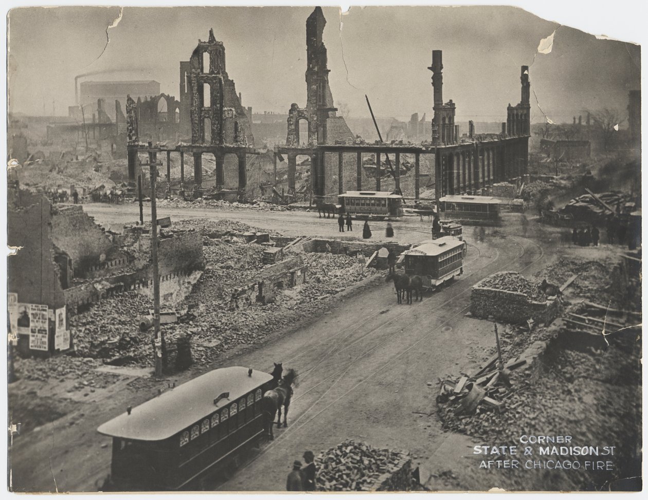Esquina de State y Madison después del Incendio de Chicago de 1871, 1871 de American Photographer