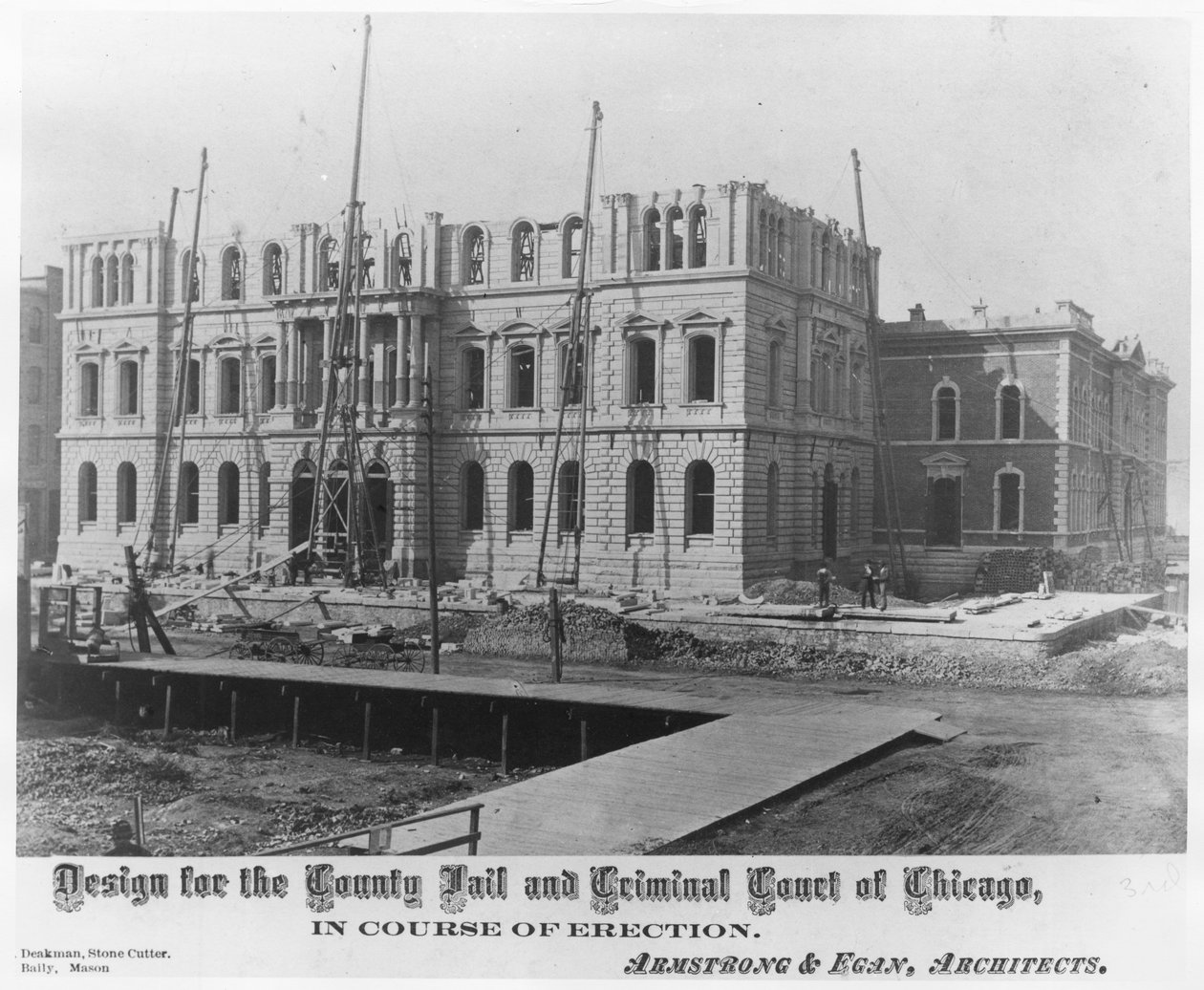 Diseño para la Cárcel del Condado y el Tribunal Penal de Chicago, en construcción, c.1883 de American Photographer