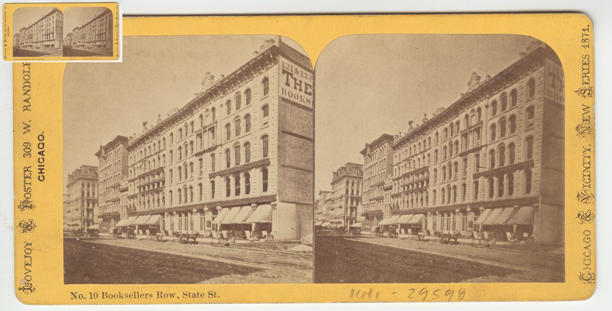 Estereografía de Booksellers Row, Chicago, 1871 de American Photographer