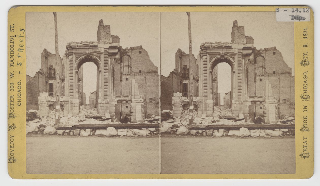 Vista estereográfica de las ruinas en Washington Street después del incendio de Chicago de 1871 de American Photographer