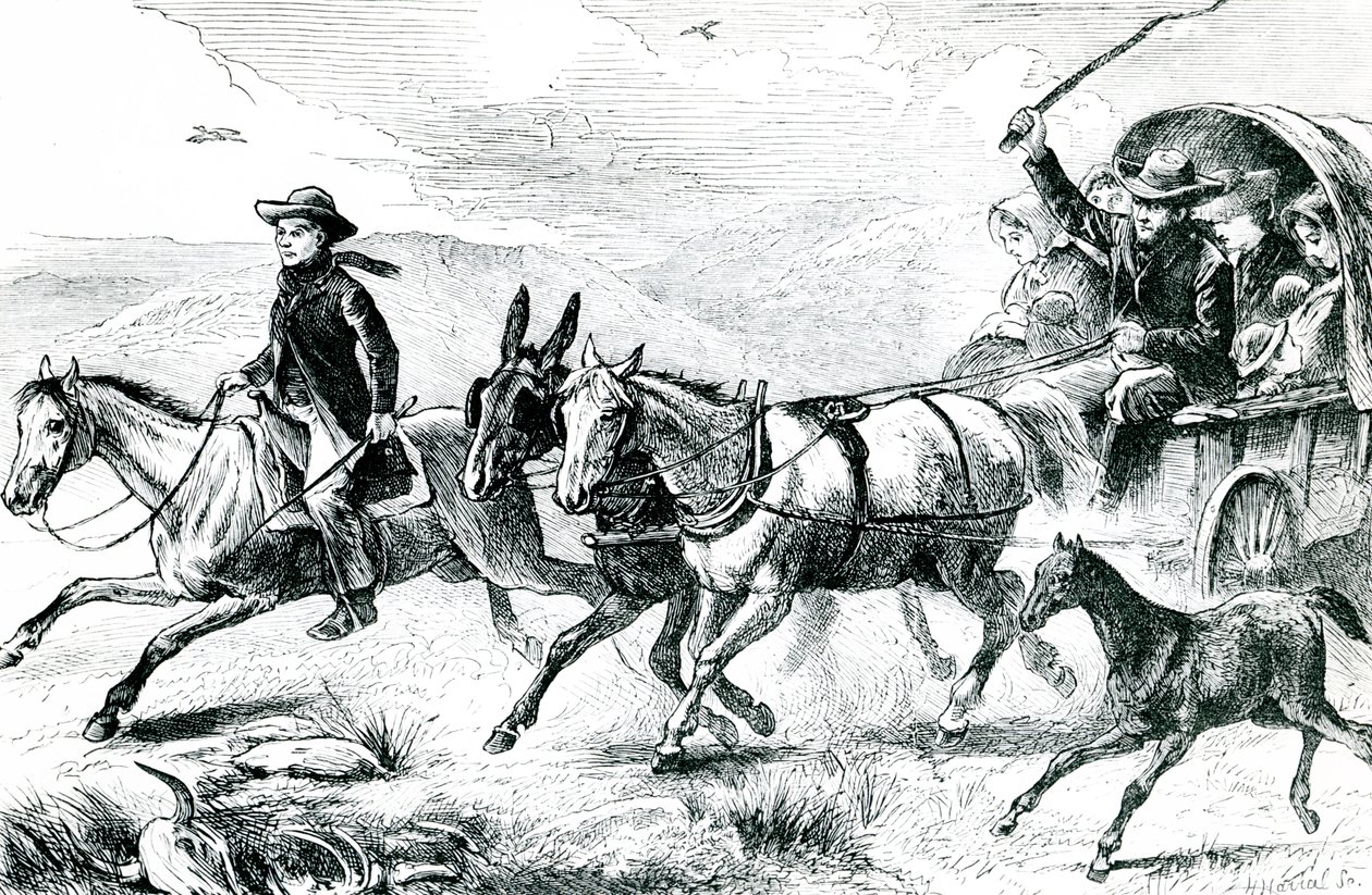 Una Familia Mormona yendo a la Conferencia, c.1875 de American School