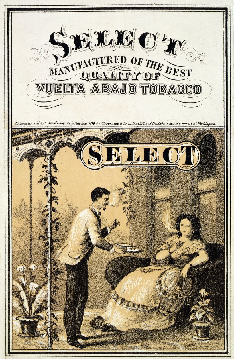 Anuncio de Tabaco Vuelta Abajo, pub. 1870 de American School