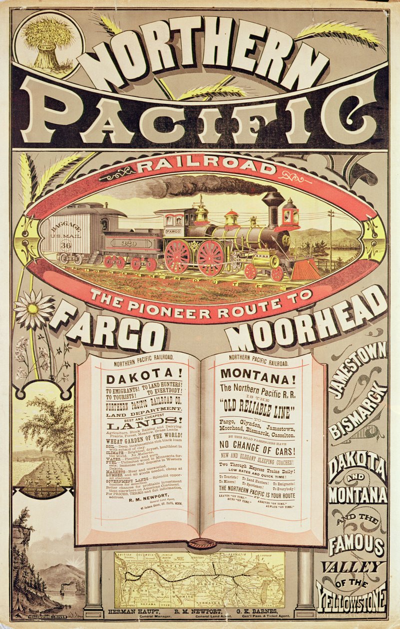 Anuncio para el Ferrocarril del Pacífico Norte de American School