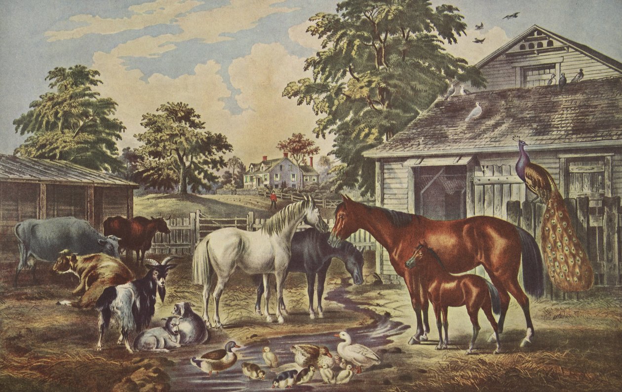 Granja Americana - Mañana, pub. 1857, Currier & Ives de American School