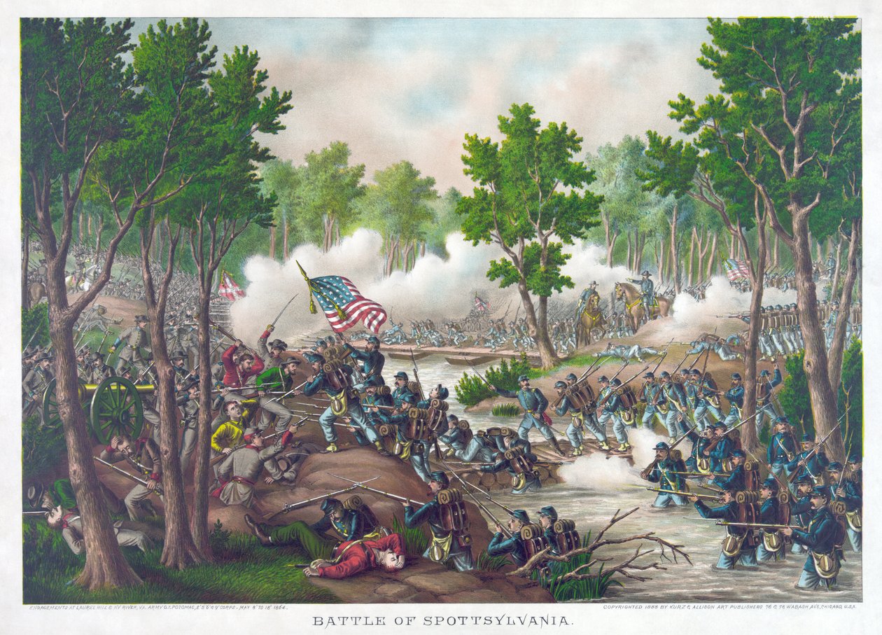 Batalla de Spotsylvania, pub. Kurz & Allison, 1888 de American School