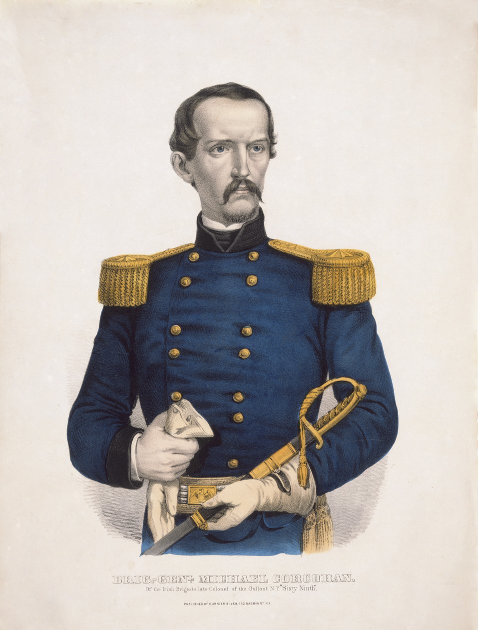Brig.-Genl. Michael Corcoran - de la Brigada Irlandesa, antiguo coronel del valiente N.Y. Sesenta y Nueve, pub. 1860 de American School