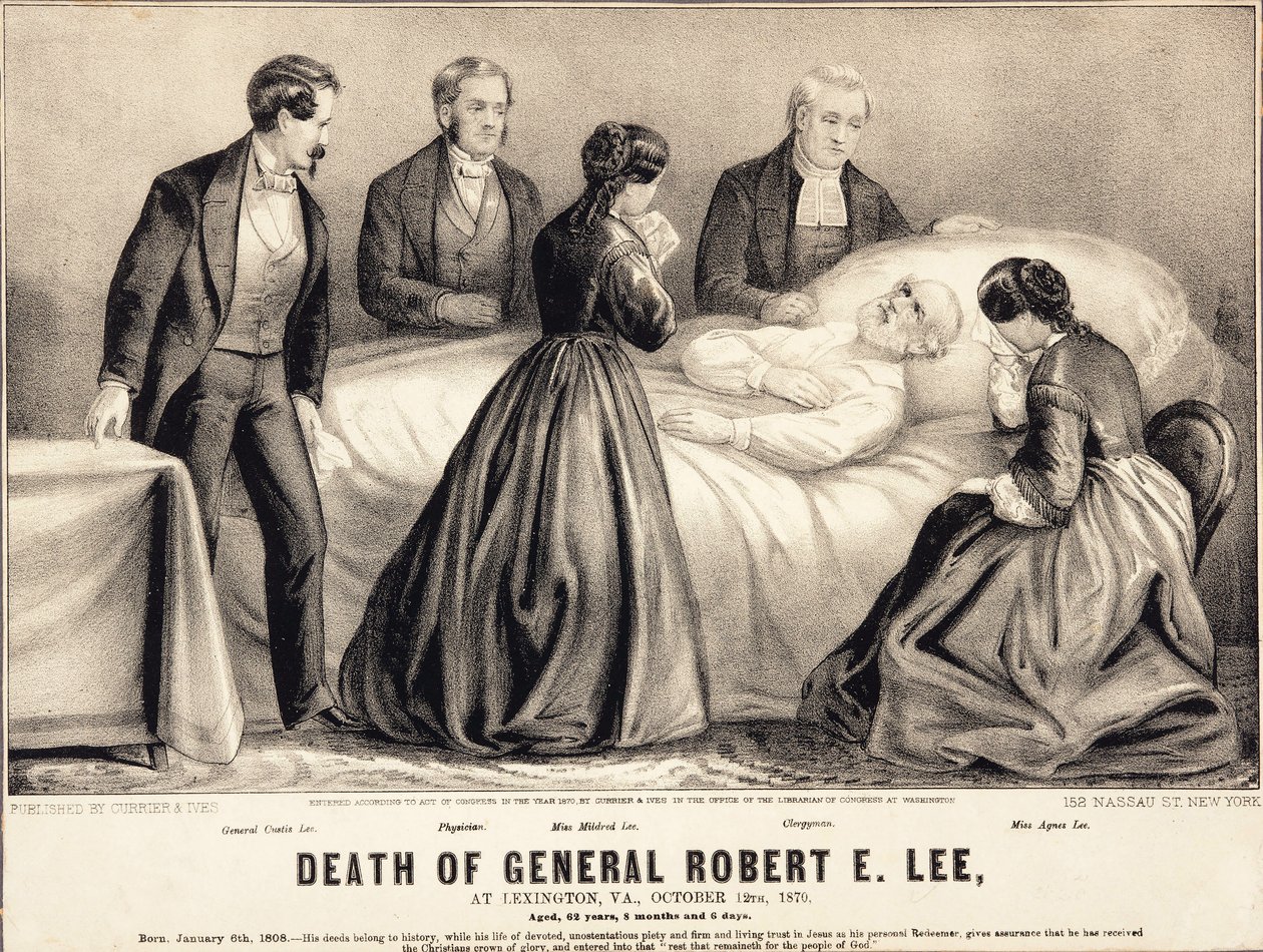 Muerte del General Robert E. Lee, en Lexington, Virginia, 12 de octubre de 1870, a los 62 años, 8 meses y 6 días, pub. 1870 de American School
