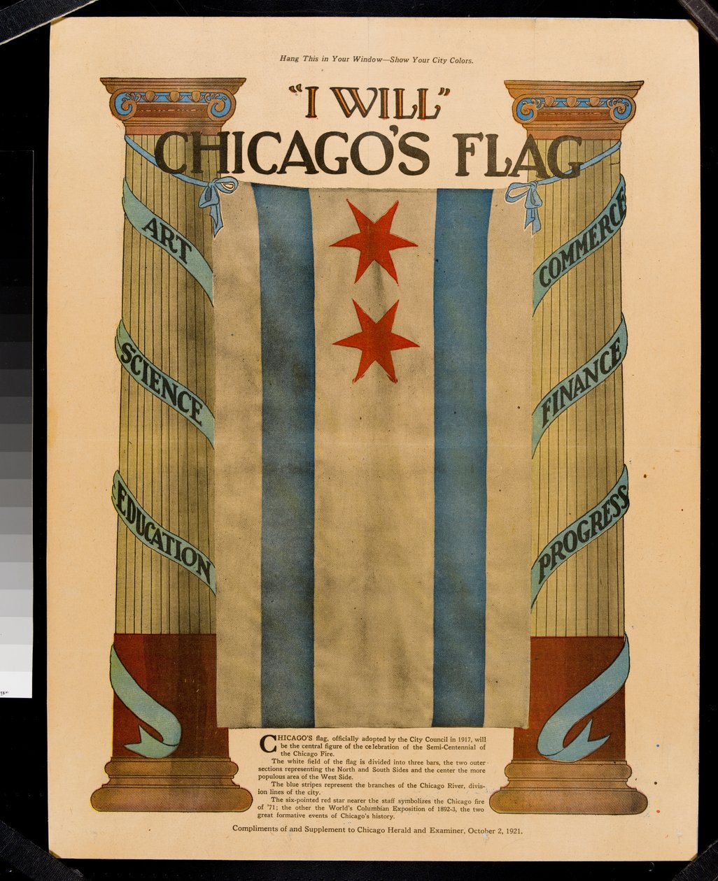 Izando la bandera, Suplemento del Chicago Herald and Examiner, 2 de octubre de 1921 de American School