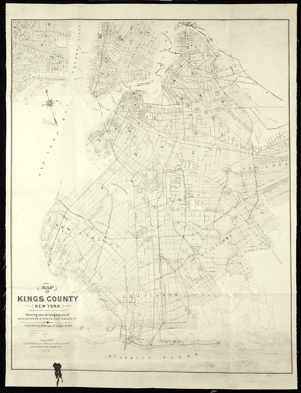 Mapa del Condado de Kings, Nueva York, 1879 de American School