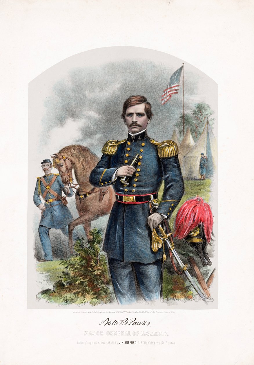Nathaniel P. Banks, Mayor General del Ejército de EE.UU., pub. 1861 de American School