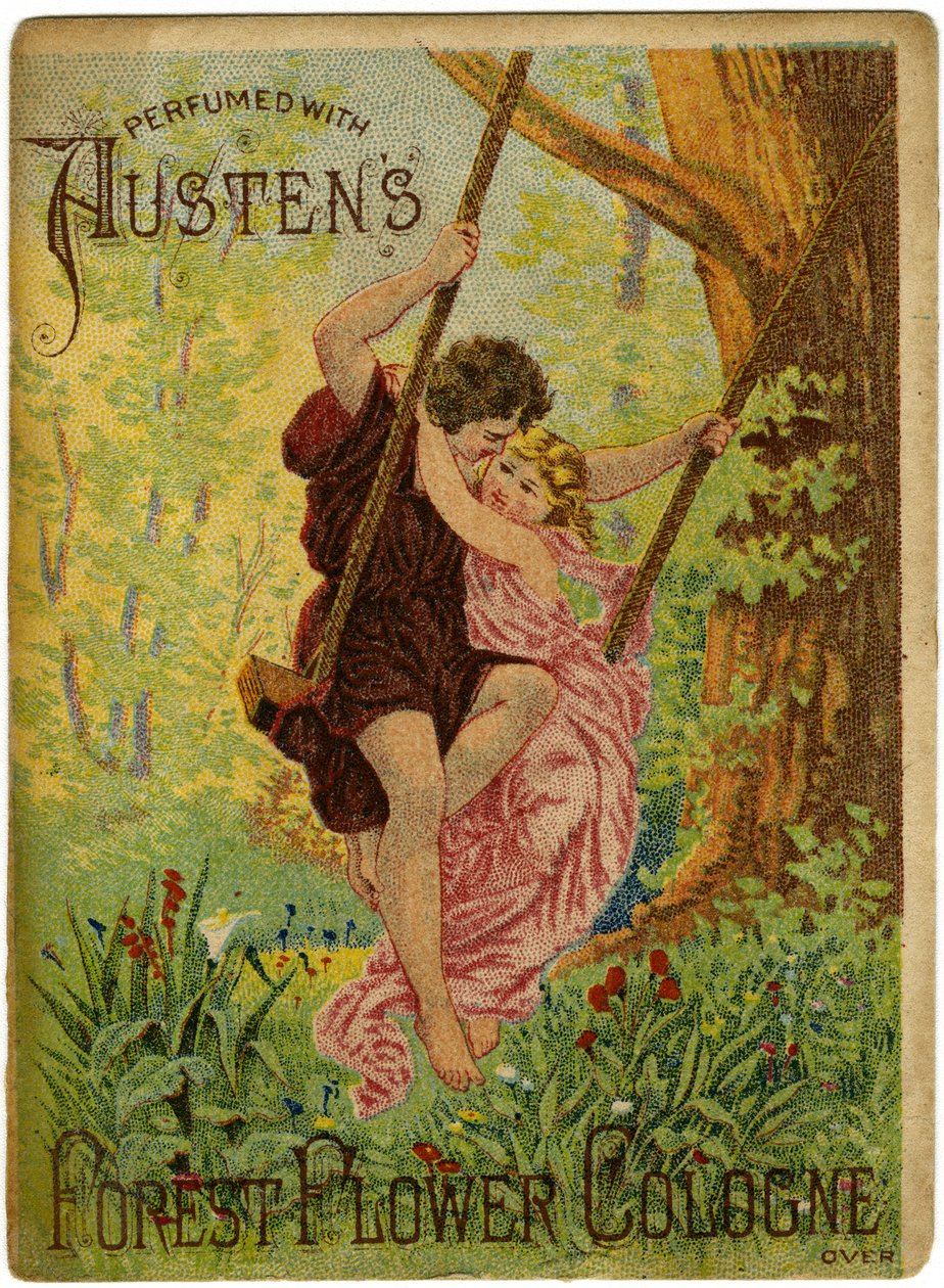 Perfumado con la colonia Flor del Bosque de Austen; S.B, Cooper, comerciante de drogas (tarjeta comercial recto) de American School