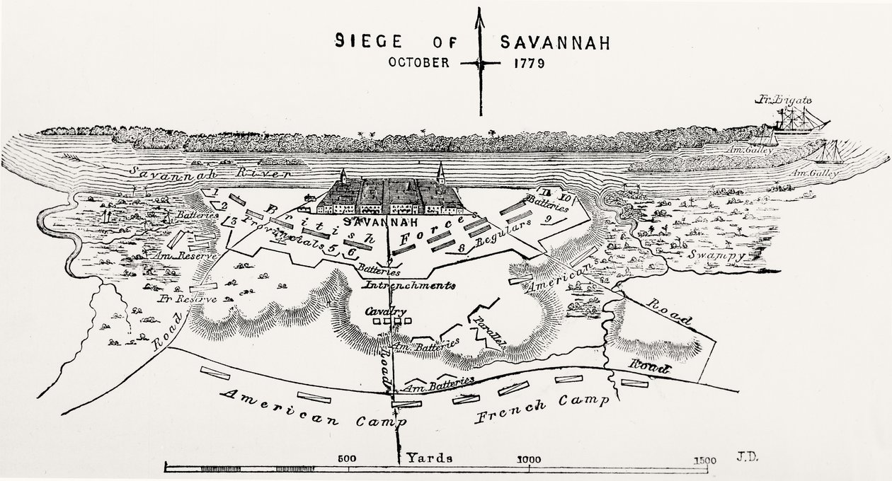 Plano del sitio de Savannah, octubre de 1779 de American School