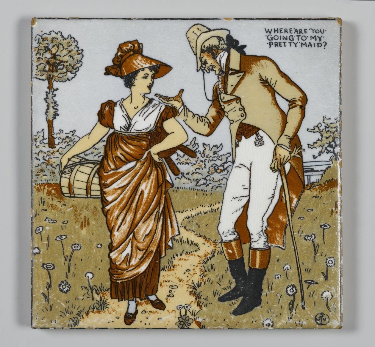 Azulejo hecho por la Walter T. Crane Wheeling Pottery Company, Wheeling, West Virginia, c.1890 de American School