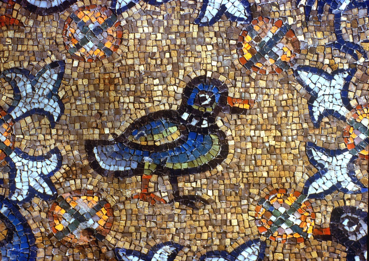 Detalle del suelo que representa un pato (mosaico) de Byzantine School