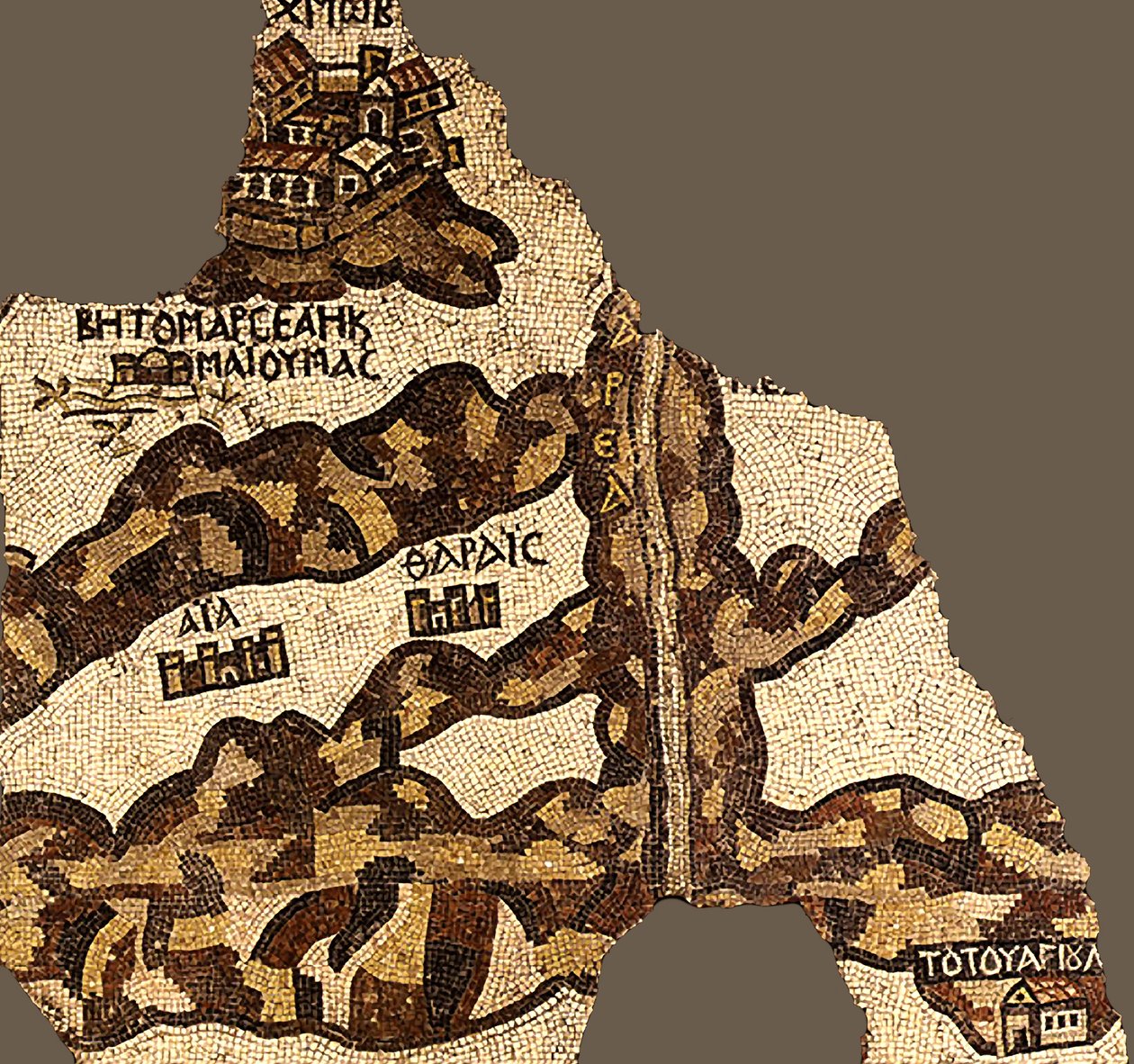 El Río Zared en el Mapa de Madaba (mosaico) de Byzantine School