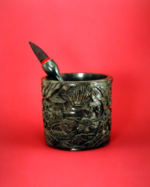 Soporte para pinceles de eruditos y pincel, Periodo Qianlong (1736-95) de Chinese School