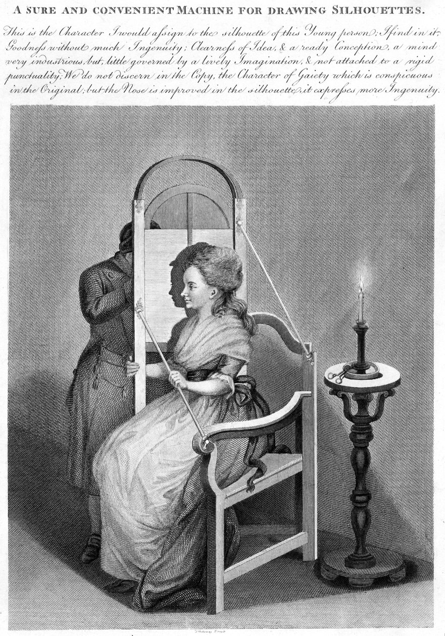 Una máquina segura y conveniente para dibujar siluetas, c.1790 de English School