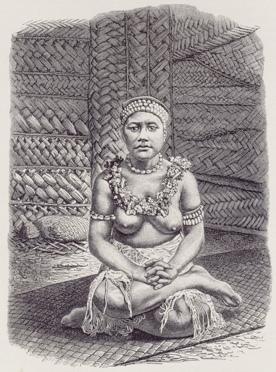 Esposa del jefe de Papúa, Samoa, de La Historia de la Humanidad, Vol.1, por Prof. Friedrich Ratzel, 1896 de English School