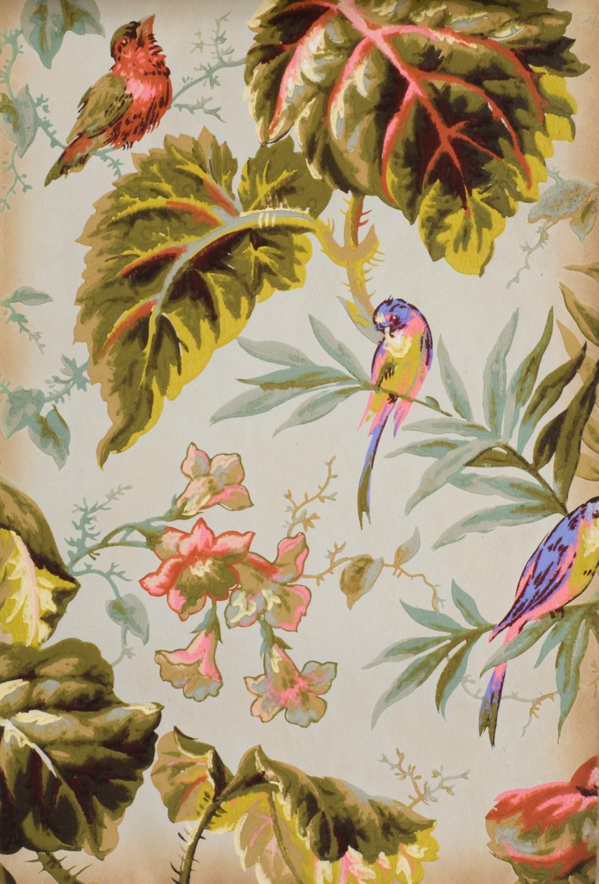 Página recortada de un libro de muestras de papel tapiz, 1885-90 de English School