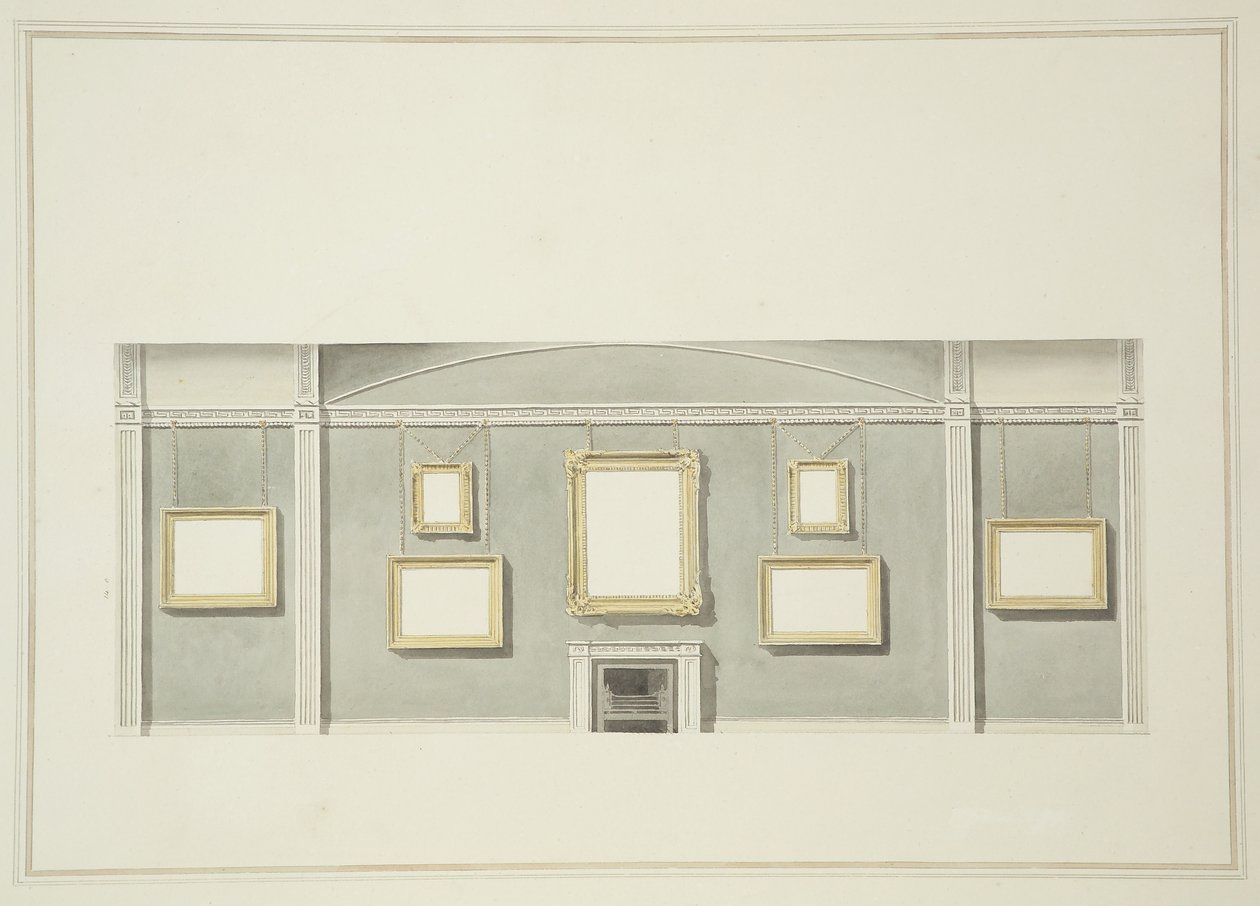 Diseños para los Cuadros Colgados en una de las Paredes Largas de la Galería de Sir John Leicester, Hill Street, c.1806 de English School
