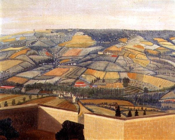 Paisaje extenso visto desde Rodborough Fort, c.1764 (detalle) de English School