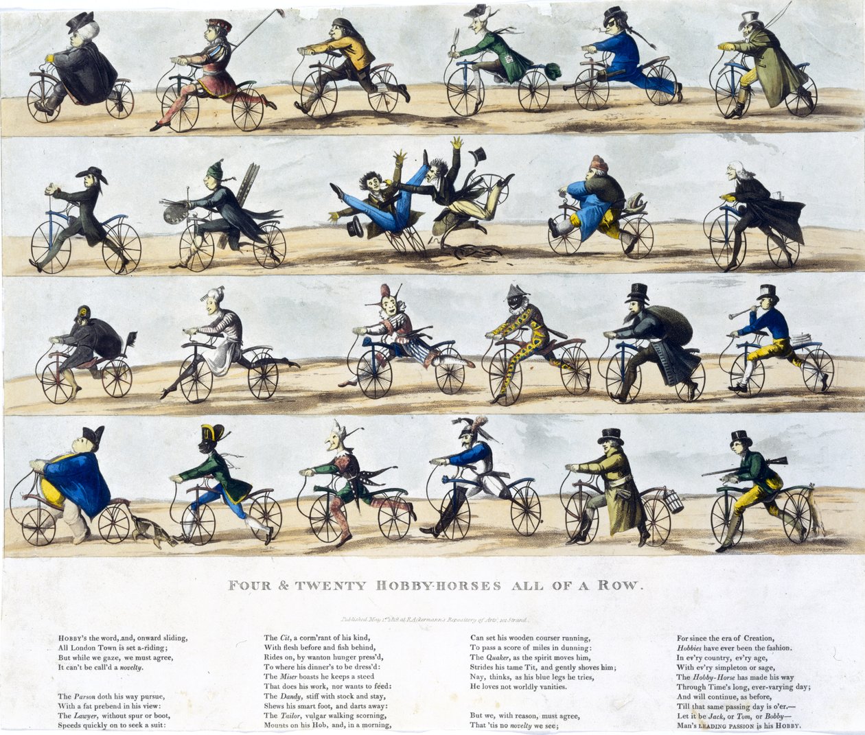 Cuatro y veinte caballitos de hobby en fila, 1819 de English School