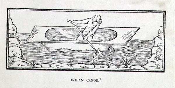 Canoa india, de La narrativa y la historia crítica de América, editada por Justin Winsor, Londres, 1886 de English School