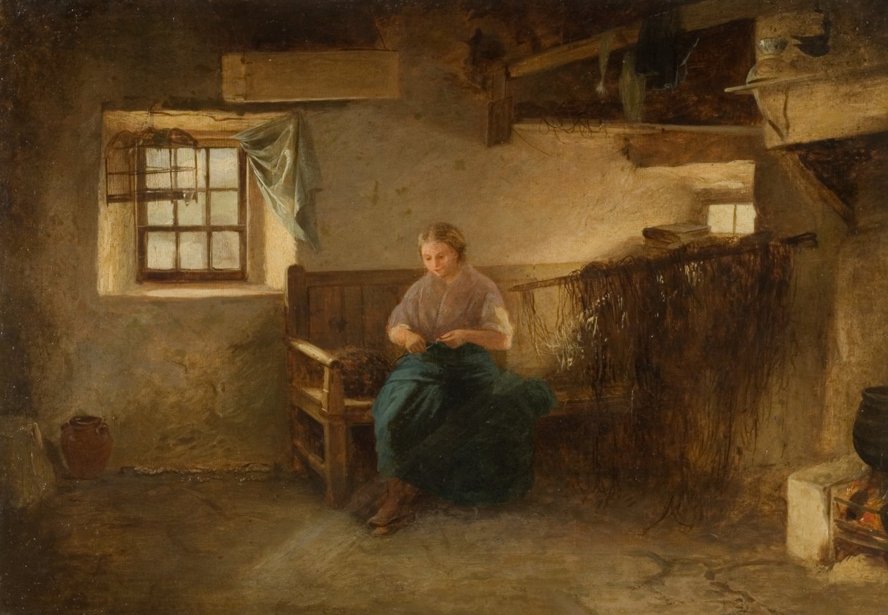 Interior con mujer sentada de English School