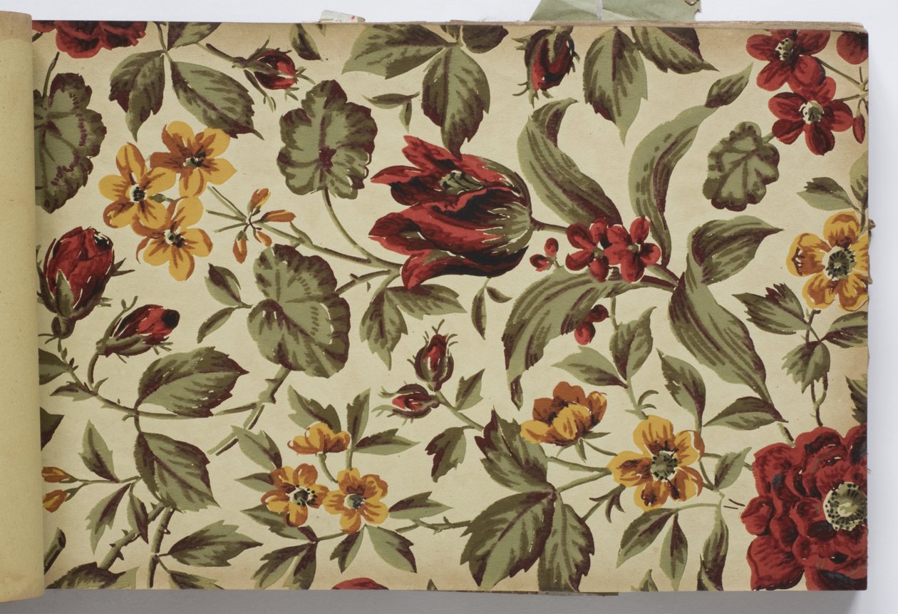 Página de un libro de muestras de papel tapiz, 1885-90 de English School