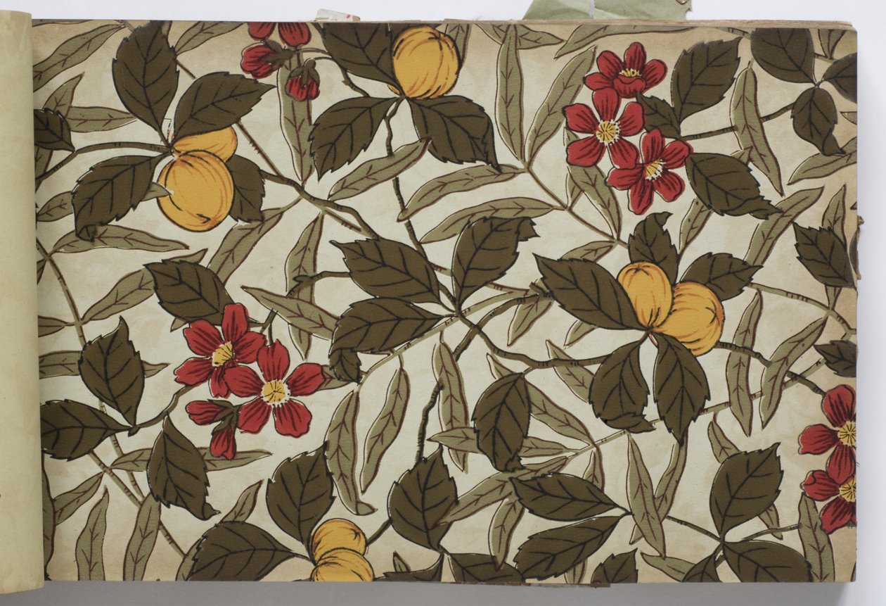 Página de un libro de muestras de papel tapiz, 1885-90 de English School