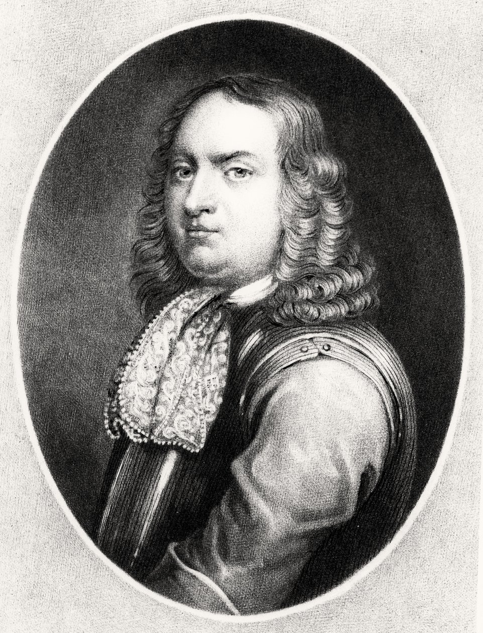 Retrato del Almirante Robert Blake (1599-1657) grabado por Richard Earlom (1743-1822) y Charles Turner (c.1773-1857) de Personajes Ilustres en la Historia Británica (mezzotinta) de English School