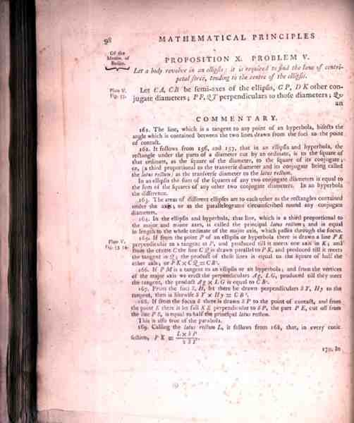 Proposición X Problema V del Volumen I de Los Principios Matemáticos de la Filosofía Natural de Sir Isaac Newton (1642-1727) 1777 de English School