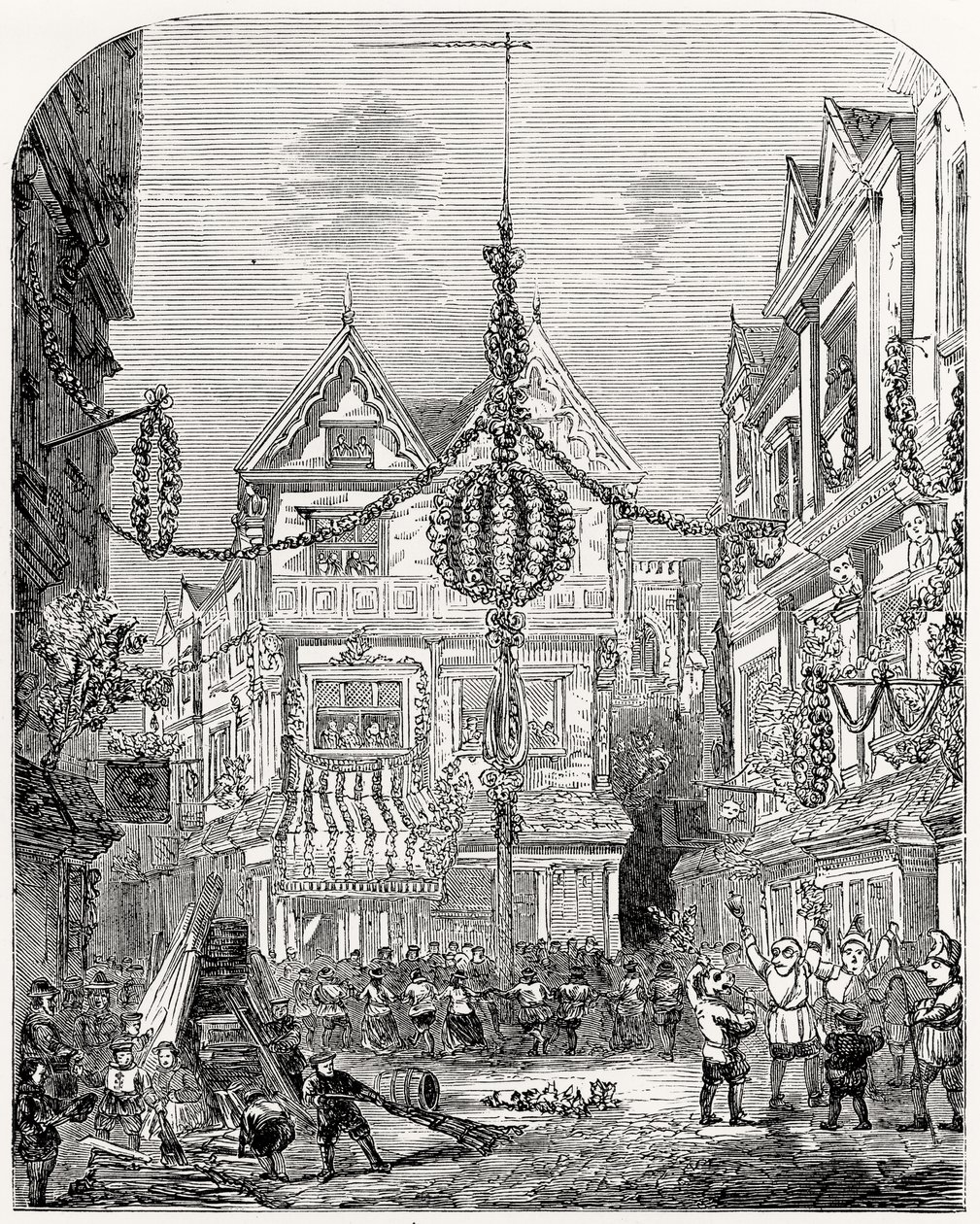 Celebraciones por la Restauración de Carlos II (1630-85) mayo de 1660 de English School