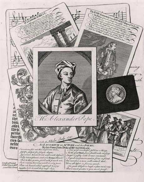 Sátira sobre las obras de Alexander Pope (1688-1744) de English School