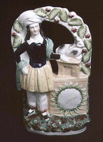 Figura de Staffordshire de un hombre con un conejo, 1840 de English School