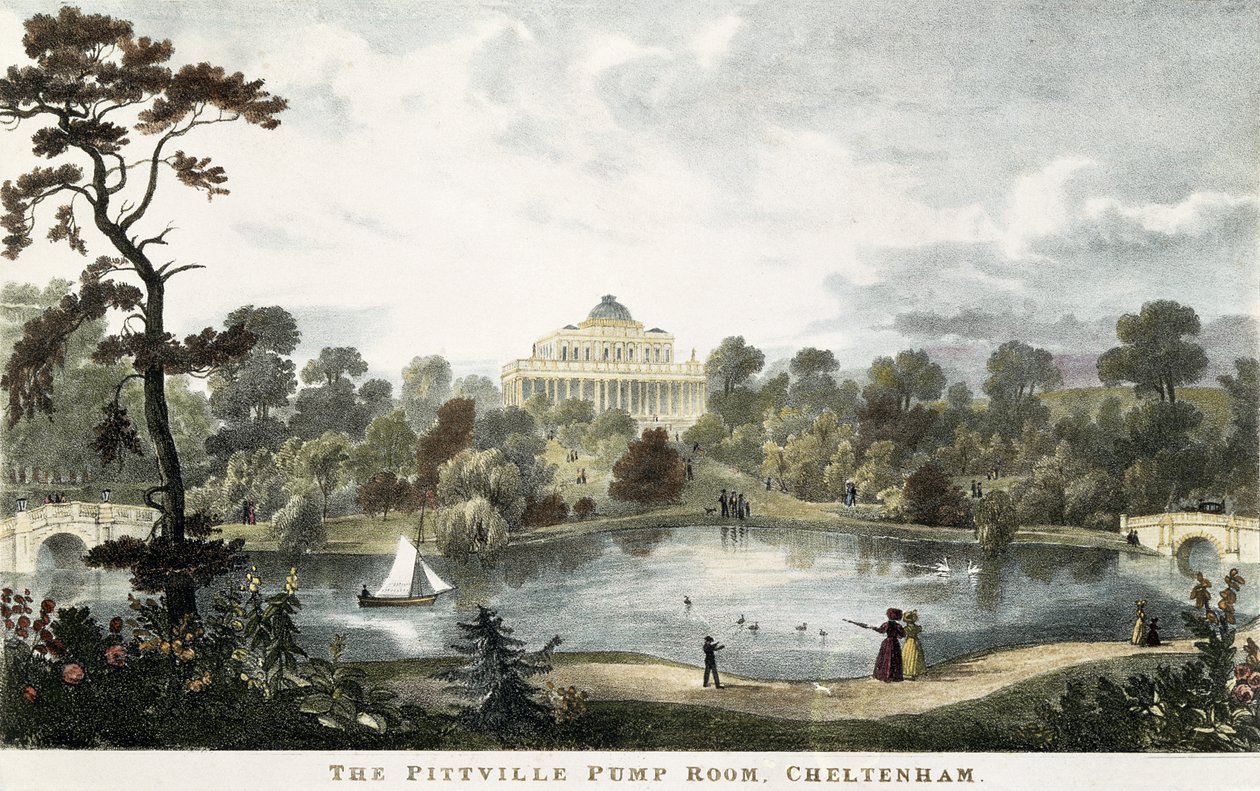 La sala de bombas de Pittville, Cheltenham, c.1835 de English School
