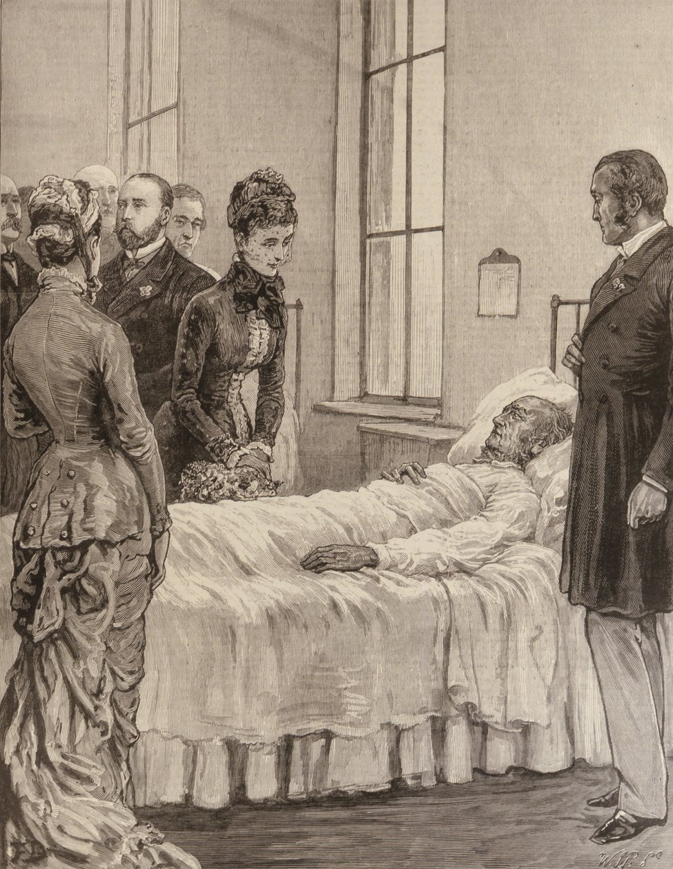 El Príncipe y la Princesa de Gales inaugurando el Infirmario de Marylebone, Notting Hill: La Princesa visitando a los pacientes, de The Illustrated London News, 7 de septiembre de 1881 de English School